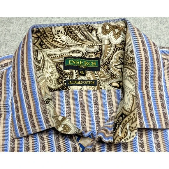 Inserch Icon Big & Tall Jacquard Cotton Men's 4XL Long Sleeve Dress Casual Shirt - Picture 2 of 8